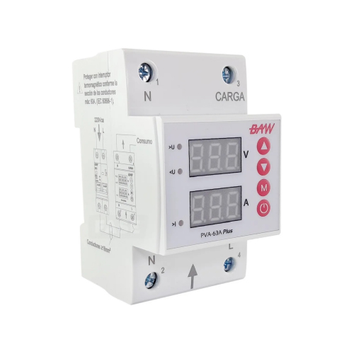 Relé protección de tensión y corriente 2P 220V 63A